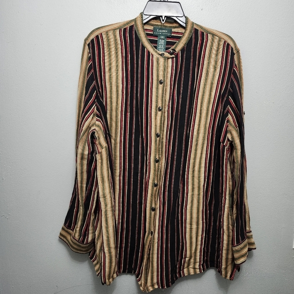 Lauren Ralph Lauren women's button up shirt size 2X silk and linen blend… - Picture 1 of 9